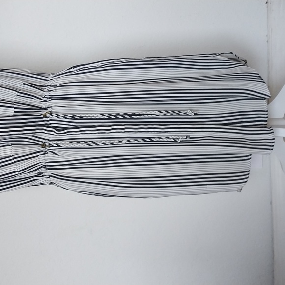 H&M Shirtdress Navy White Stripe Sleeveless Button Front Size 10 Copy - Picture 2 of 7